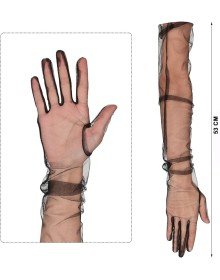 Long Length Lycra Black Color Adult Mega Tulle Gloves 53 cm