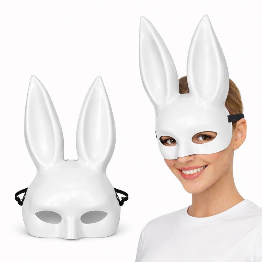 White Luxury Rabbit Mask with Long Ears