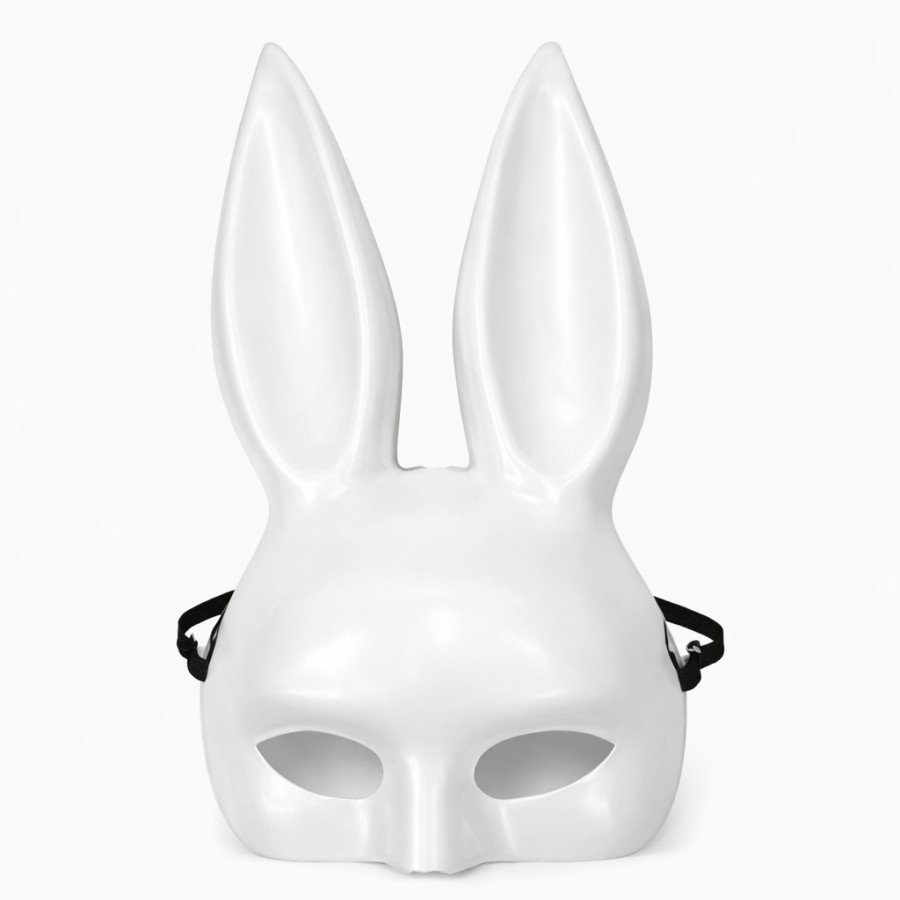 White Luxury Rabbit Mask with Long Ears