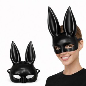 Black Luxury Rabbit Mask with Long Ears