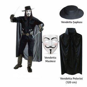 Vendetta Costume Set – Hat Mask Cloak (120 cm) Vendetta Costume Set – Hat Mask Cloak (120 cm)
