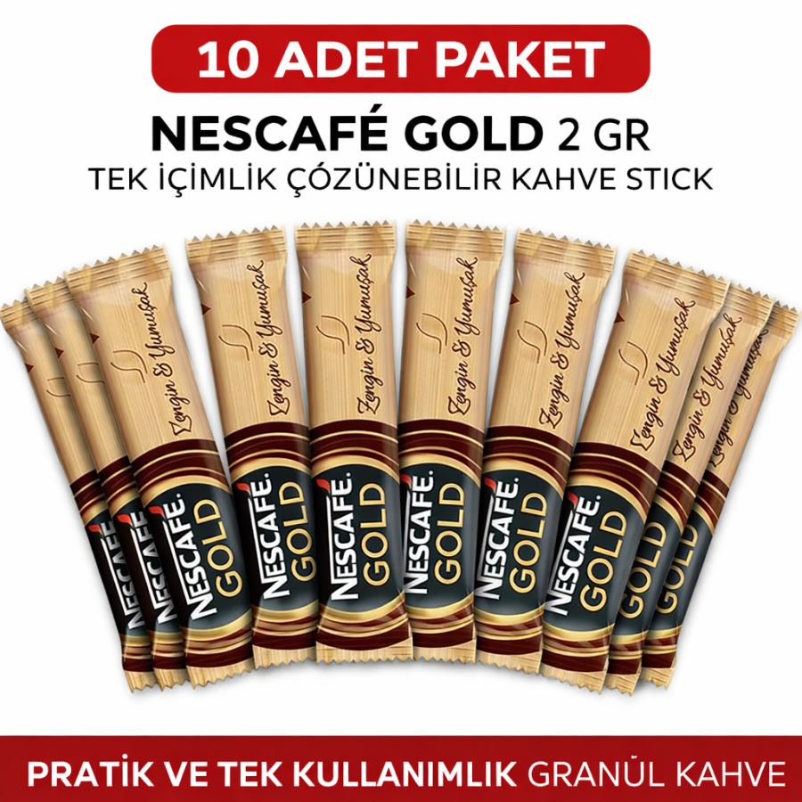 Coffee Gold 2 Gr 10 Pieces Single Use Stick Instant Granulated Coffee Package
