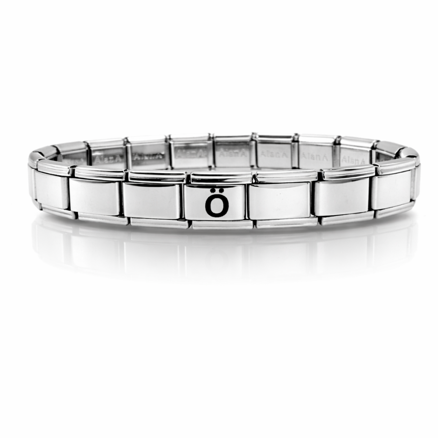 Personalized Steel Bracelet with the Letter Ö – Italian Charm Bracelet, Adjustable Model