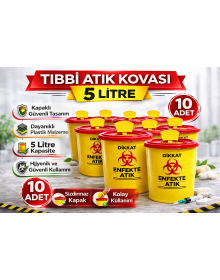 Medical Waste Bucket 5 Liter 10 Pieces Medical Waste Box with Lid Infected Waste Bucket
