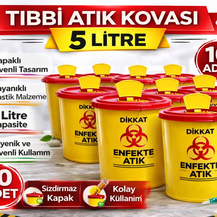 Medical Waste Bucket 5 Liter 10 Pieces Medical Waste Box with Lid Infected Waste Bucket