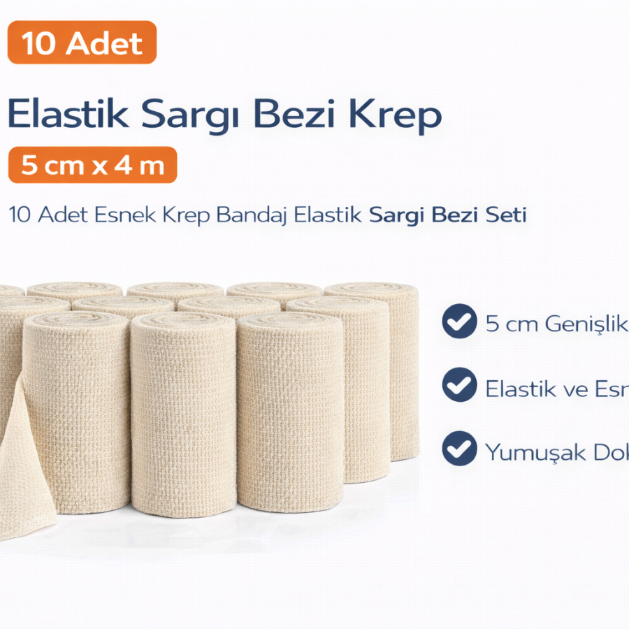 Elastic Bandage Crepe 5 cm x 4 m 10 Pieces Flexible Crepe Bandage Elastic Bandage Set