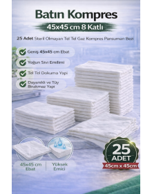 Abdominal Compress 45x45 cm 8 Layers 25 Pieces Wire Wire Gas Compress Non-Sterile Dressing Cloths
