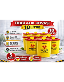Medical Waste Bucket 10 Liter 10 Pieces Medical Waste Box with Lid Infected Waste Bucket Set