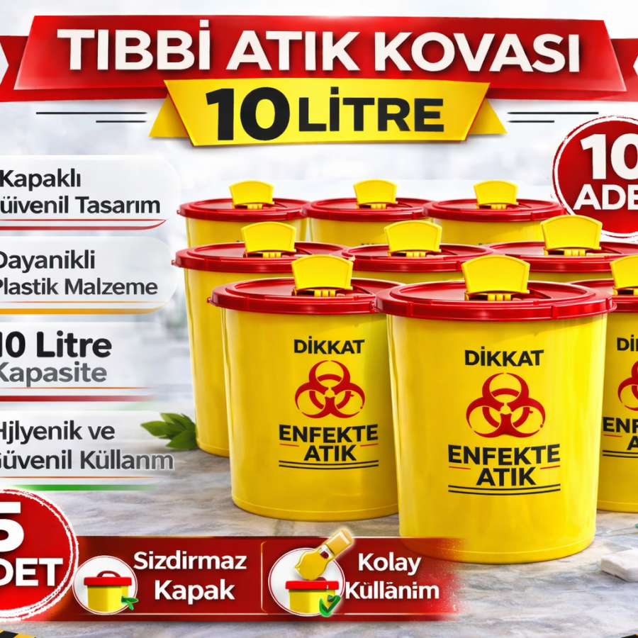 Medical Waste Bucket 10 Liter 10 Pieces Medical Waste Box with Lid Infected Waste Bucket Set