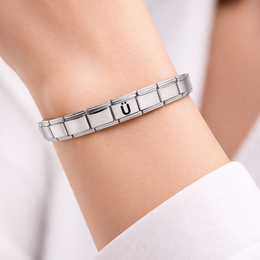 Personalized Steel Bracelet with the Letter U – Stainless Steel Wrist, Elegant and Minimal Letter Bracelet