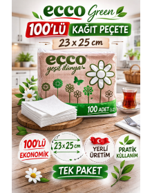Ecco Green Paper Napkins 100 Pack 23x25 cm Economical 1 Pack