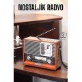 Wooden Look Retro Bluetooth Radio with USB, AUX and SD Card Input