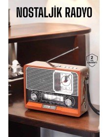 Wooden Look Retro Bluetooth Radio with USB, AUX and SD Card Input