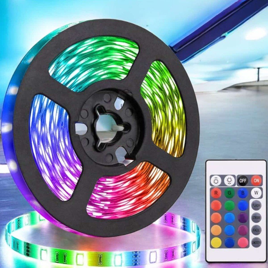 5 Meter LED Strip RGB Light with Remote Control Power Adapter Suitable for All Environments