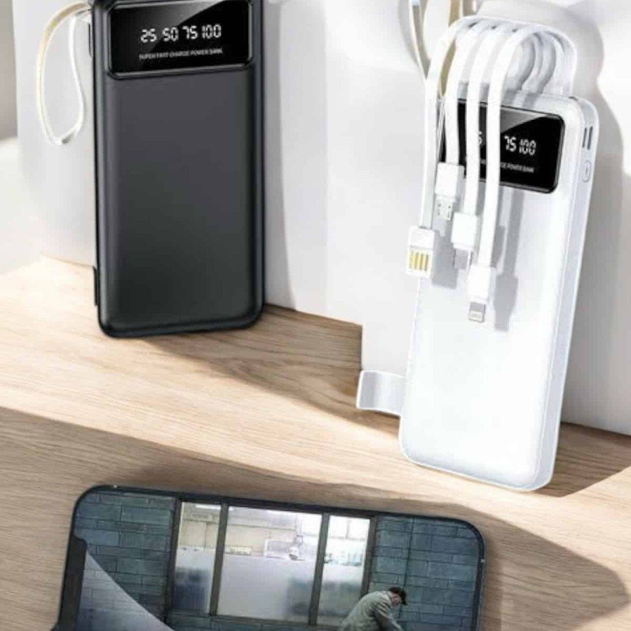 20.000 Mah LED Illuminated LCD Screen USB Port Type-C Lightning Powerbank