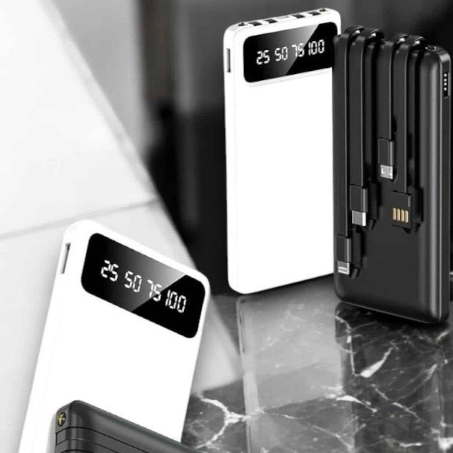 20.000 Mah LED Illuminated LCD Screen USB Port Type-C Lightning Powerbank