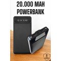 20.000 Mah LED Illuminated LCD Screen USB Port Type-C Lightning Powerbank