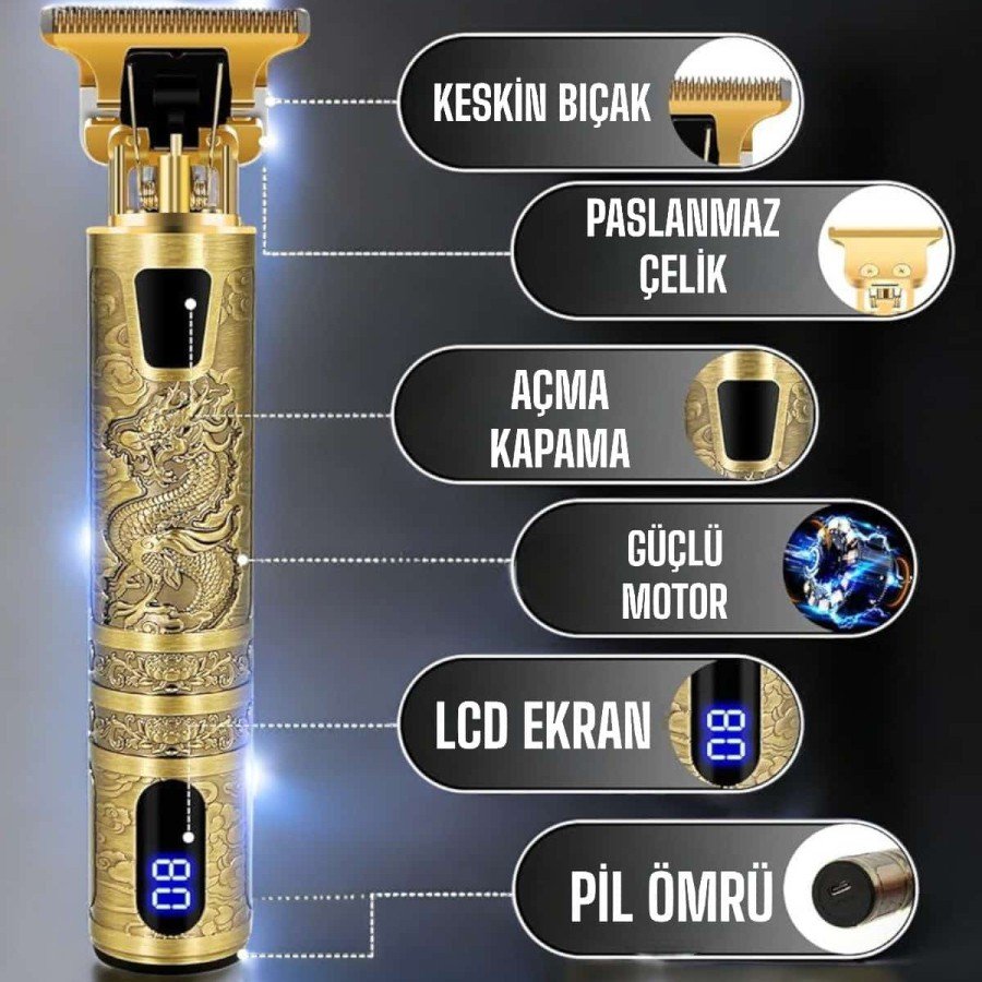 Shaver Rechargeable Professional Hair Clipper Gold Scratch Shaving