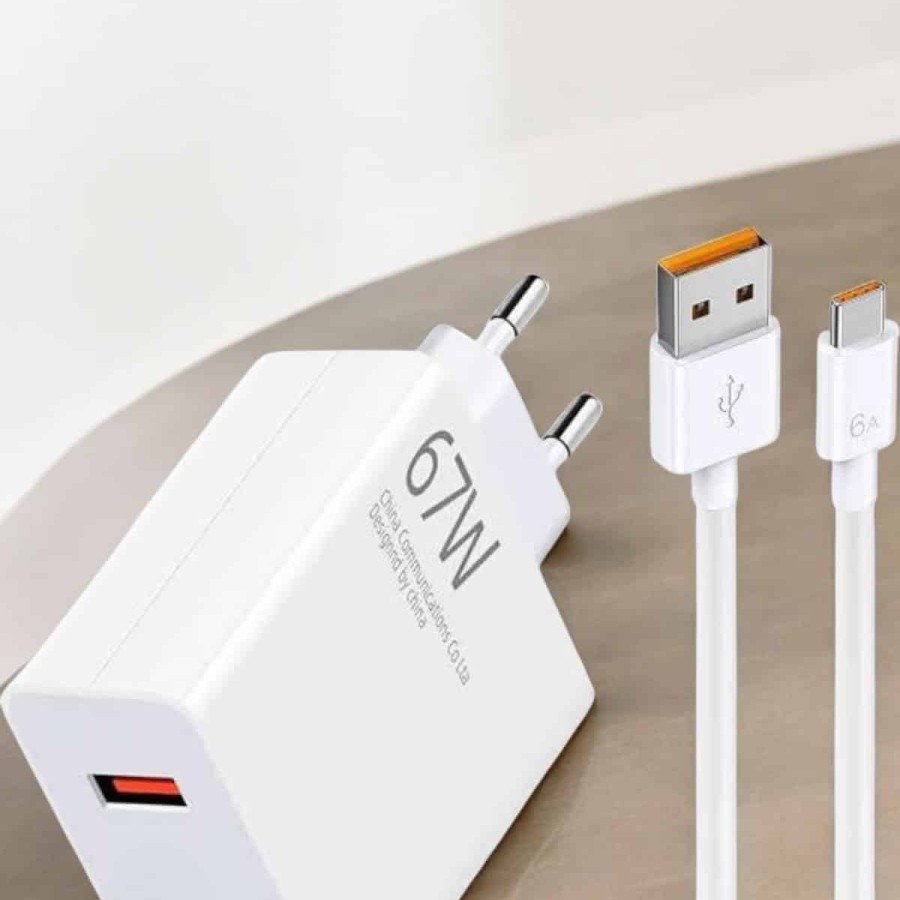 Charger 67W Fast Charging Turbo Type-C Compatible Charging Adapter Cable Charger 67W Fast Charging Turbo Type-C Compatible Charging Adapter Cable
