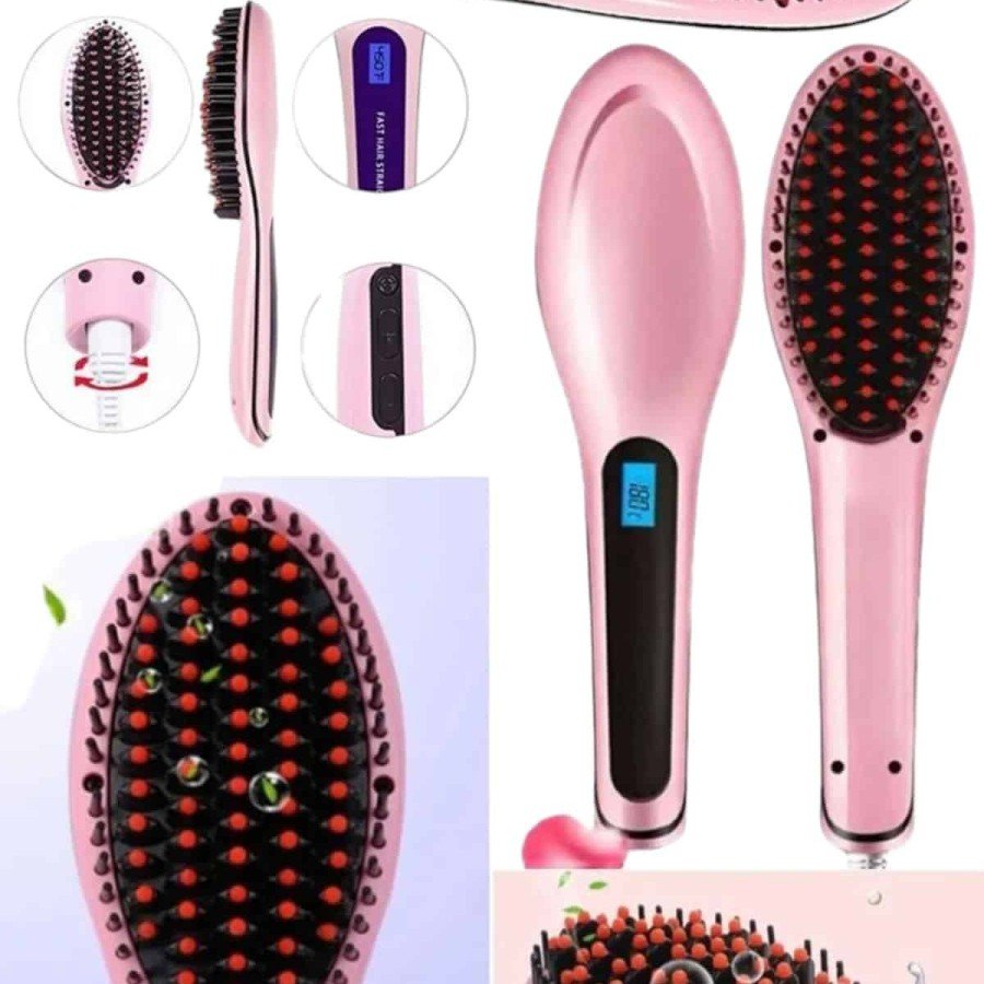 Hair Straightener Comb Heat Adjustable Anti-Damage Straightener Blow Dryer Comb