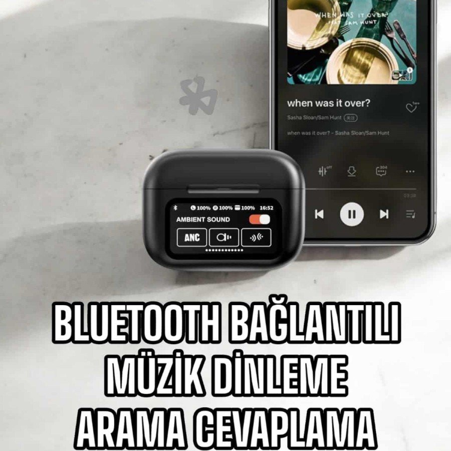 Wireless Bluetooth Headset with Display, Long Charging Time, ANC Supported