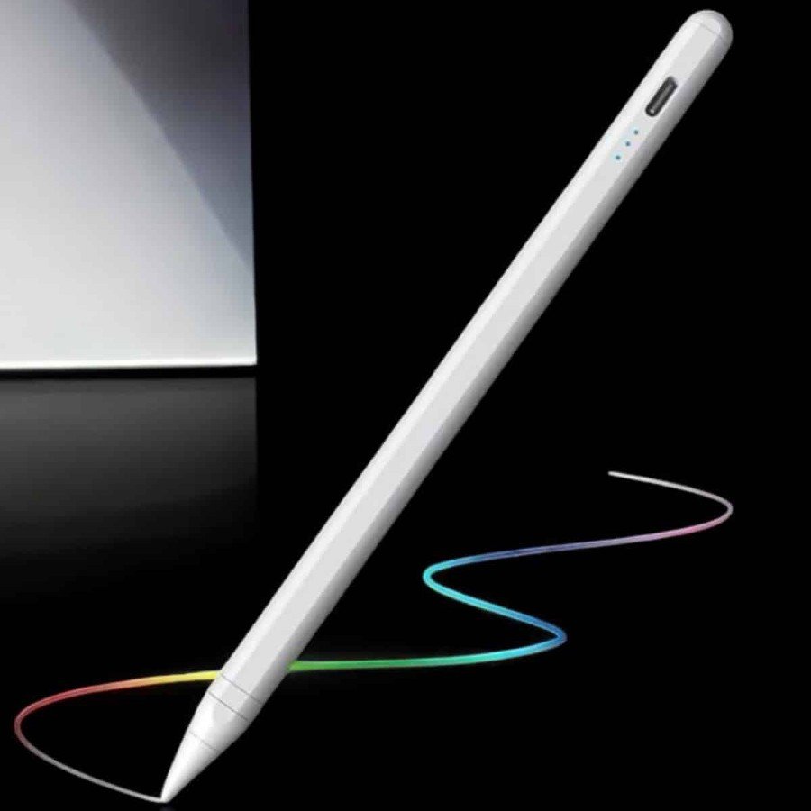 Touch Pen White Rechargeable Spare Tip Android and iOS Compatible