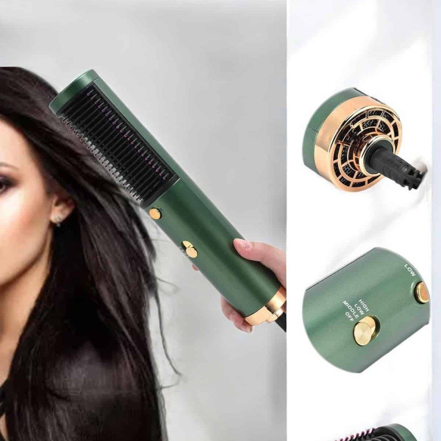 Blow Dryer Comb Straightener Ceramic Coating Anti-Frizz