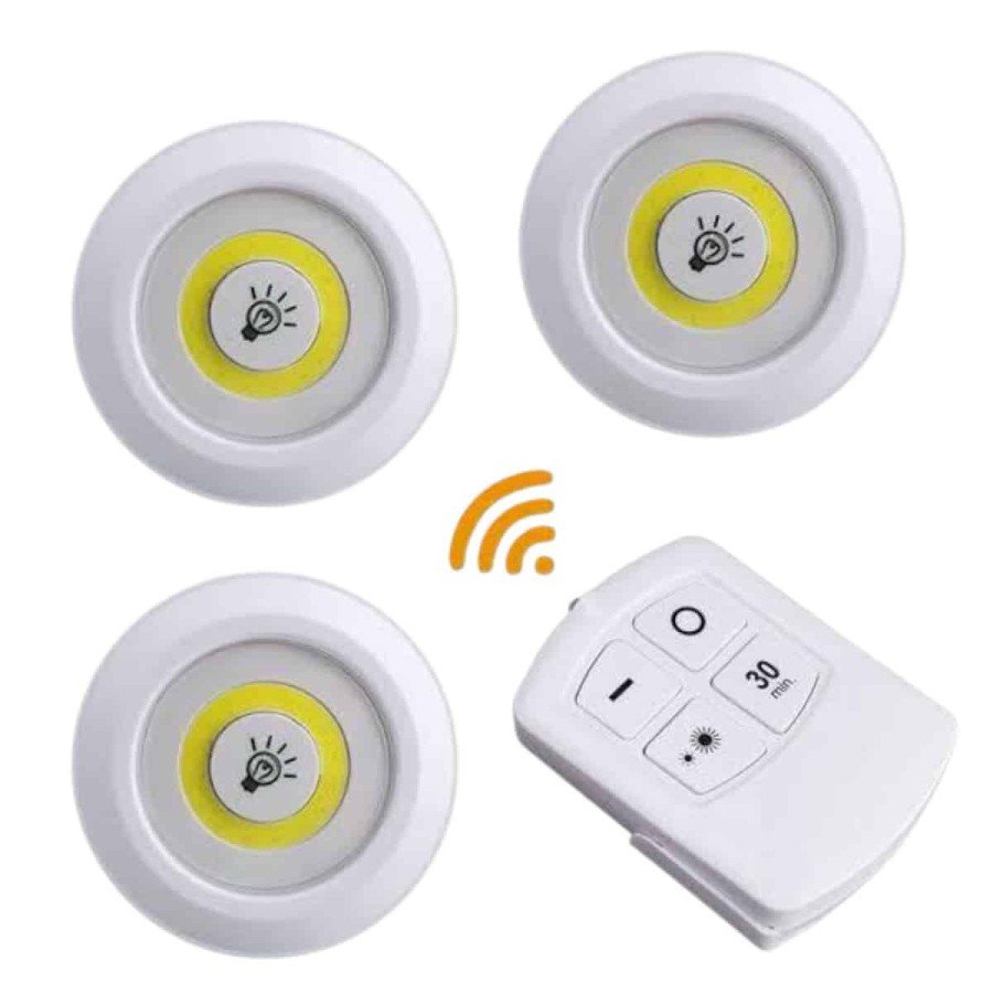 LED Lamp 3 Pieces Remote Controlled Adhesive