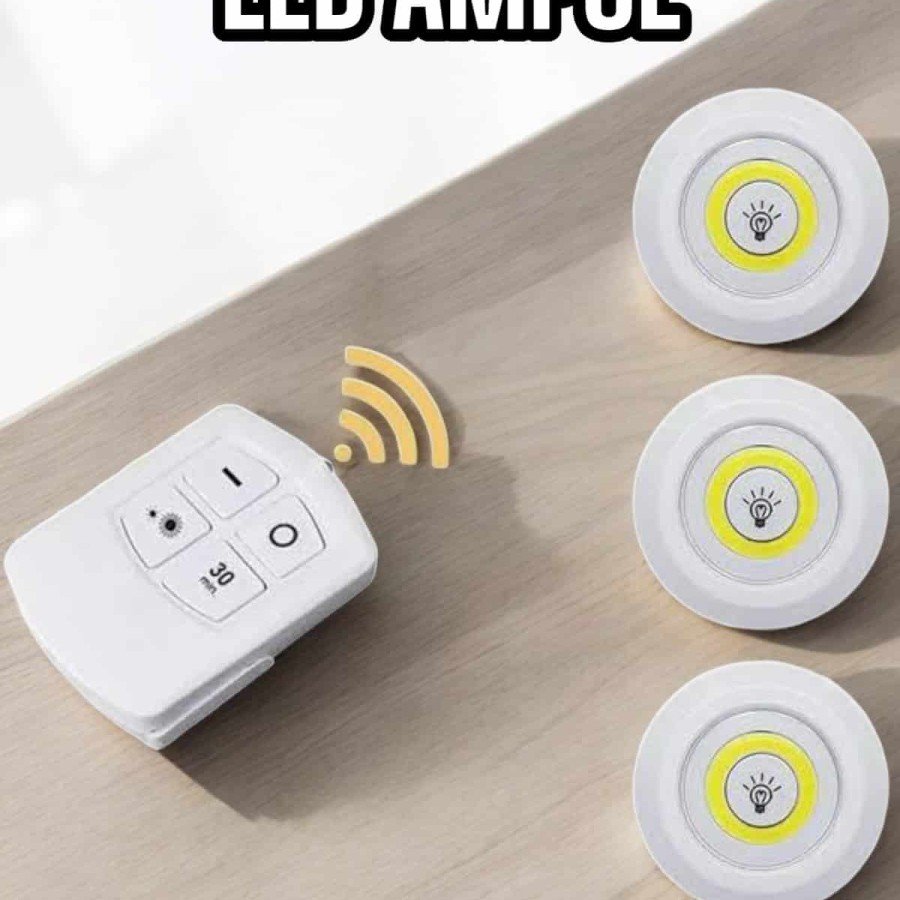 LED Lamp 3 LED Remote Controlled Adhesive White Light