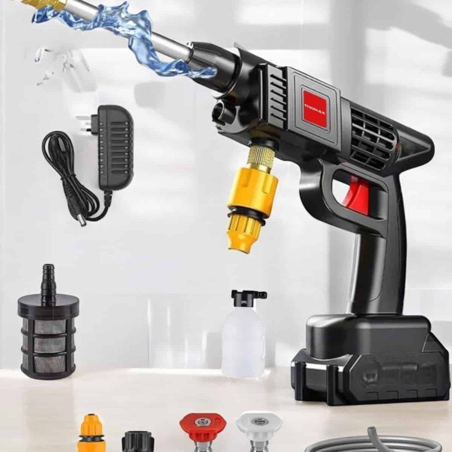 Rechargeable Car Wash Gun with Water Pressure Chamber and Battery