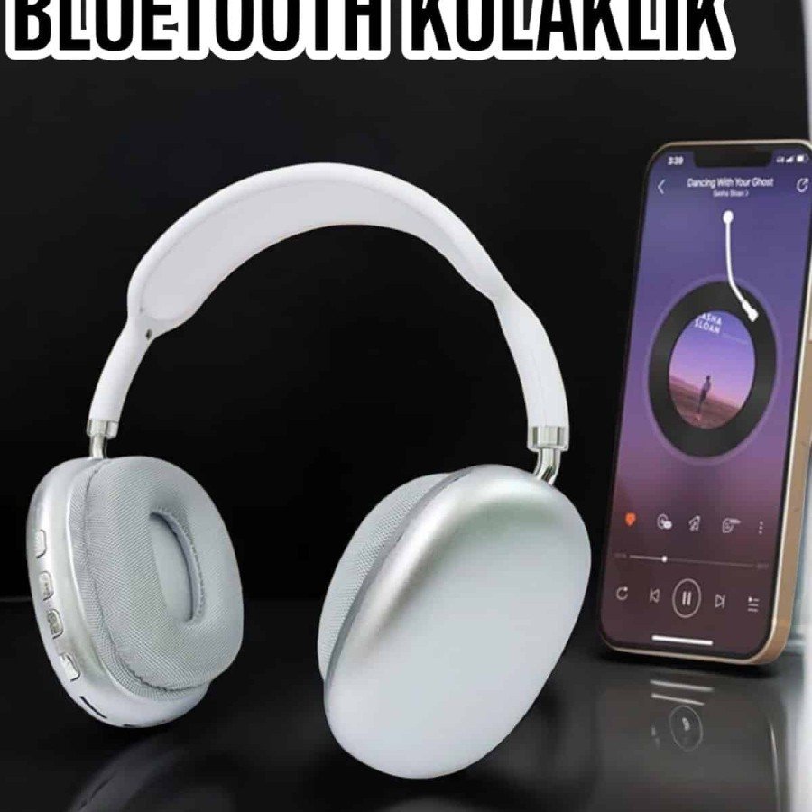 P9 Plus Wireless On-Ear Bluetooth Headset White On-Ear Wireless Headset with Microphone