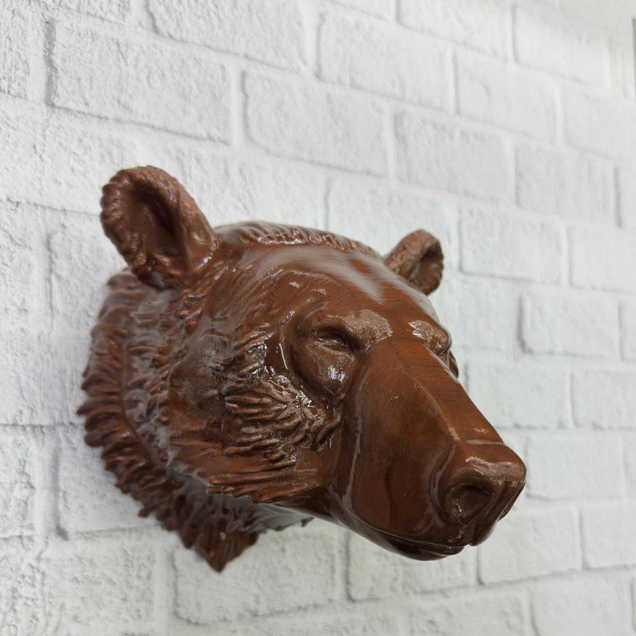 Bear Head Wall Decor Modern Hanging Sculpture 25x19 cm