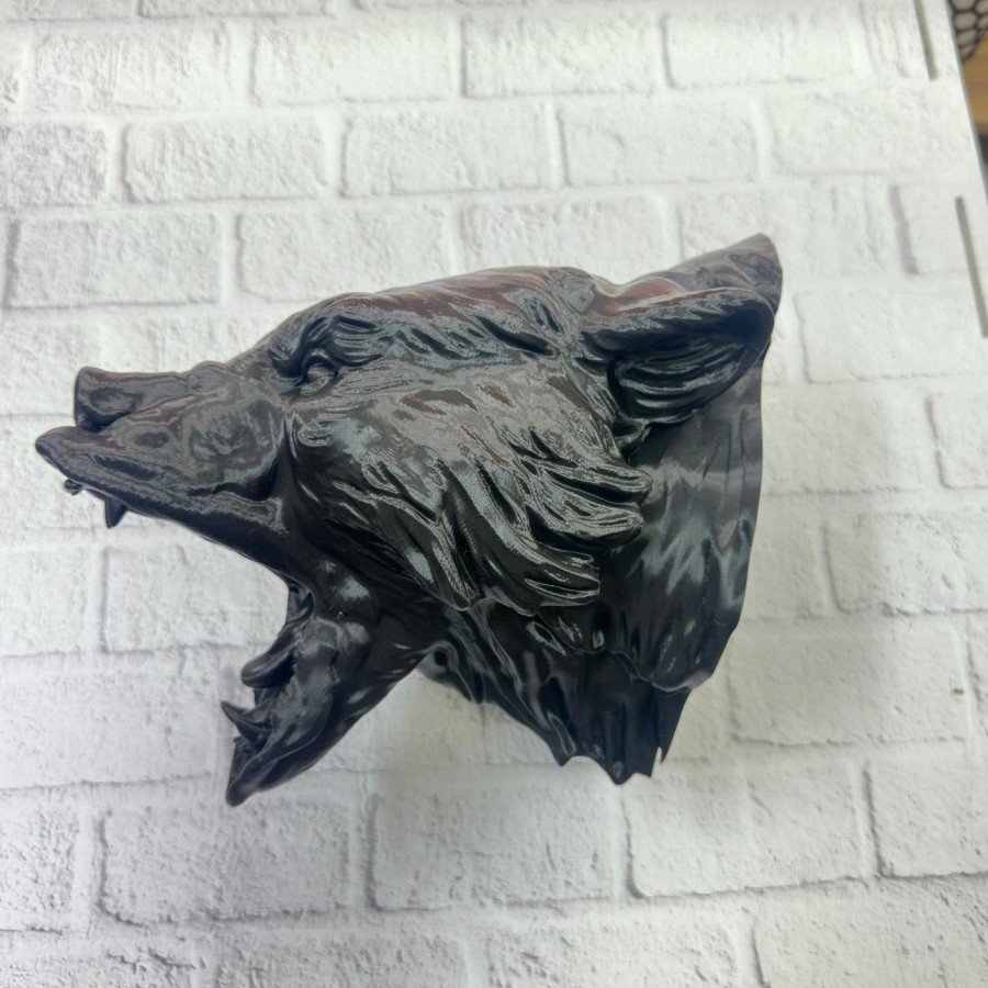 3D Black Bear Head Wall Decor Modern Hanging Sculpture 25x19 cm