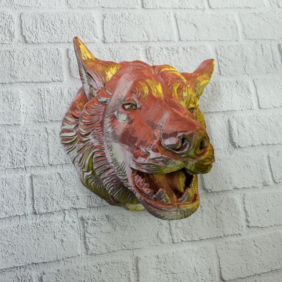 Gold Color 3D Wolf Head Wall Decoration
