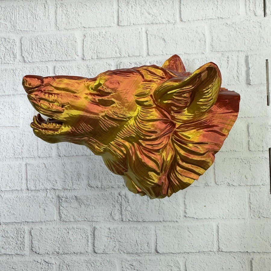 Gold Color 3D Wolf Head Wall Decoration