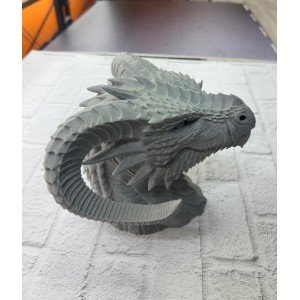 3D Dragon Head Statue Collectible Decorative Figure 22x17 cm