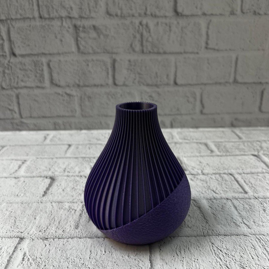 11 cm Purple Minimal Striped Vase Table Top Stylish Decoration Object