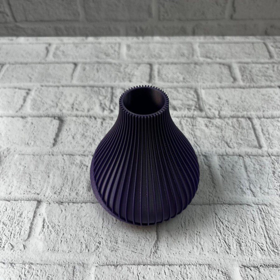 11 cm Purple Minimal Striped Vase Table Top Stylish Decoration Object