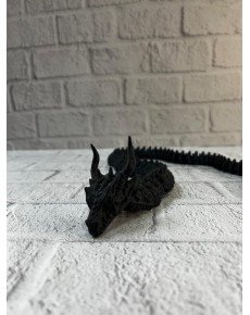 Animated Black Dragon Figure with Long Body, Fantastic Table and Shelf Decoration
