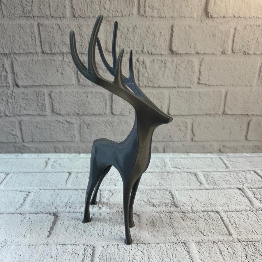 Gray Deer Figurine Minimal Design Stylish Home Accessory