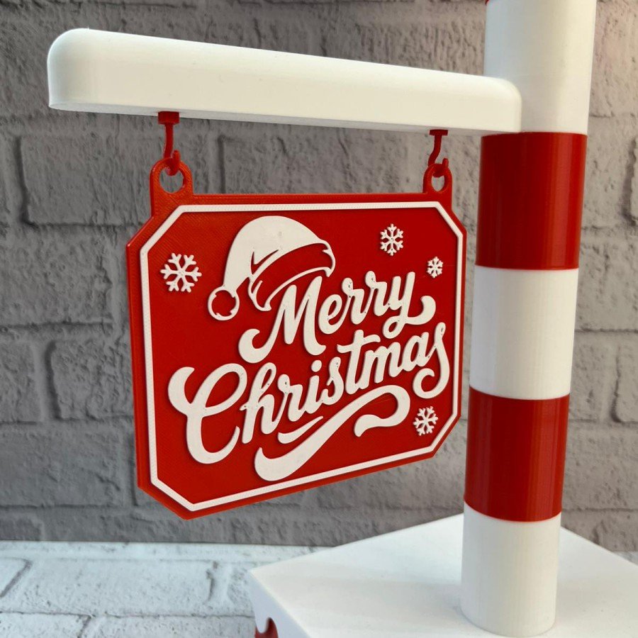 Decorative Lamp with New Year Sign Merry Christmas Illuminated Design