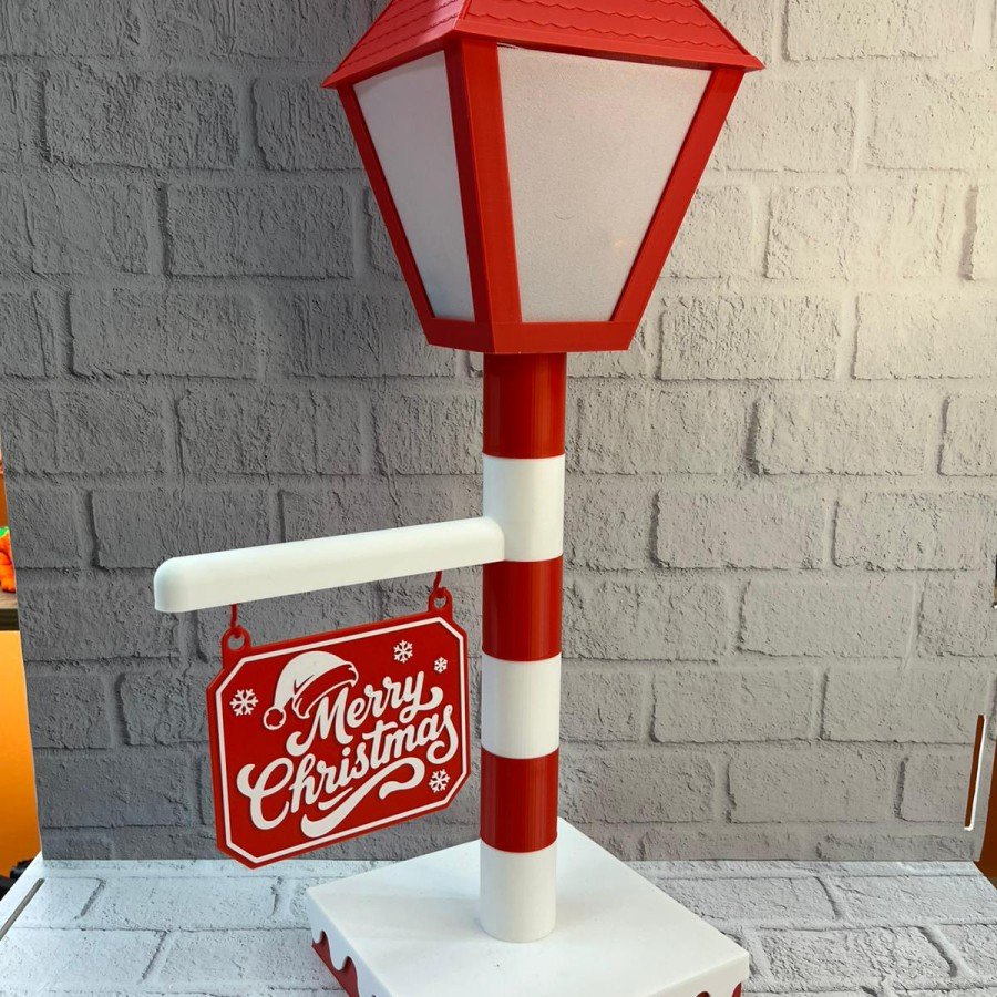 Decorative Lamp with New Year Sign Merry Christmas Illuminated Design