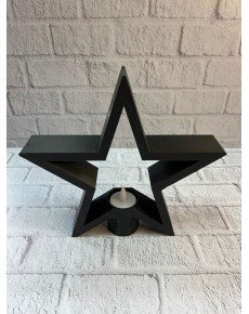 Black Star Shaped Candle Holder Dim Light Decor Accessory
