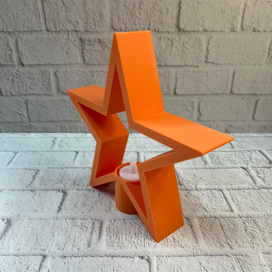 Decorative Star Shaped Orange Candle Holder Home Accessory Decorative Star Shaped Orange Candle Holder Home Accessory
