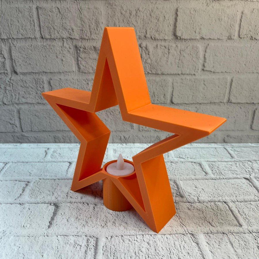 Decorative Star Shaped Orange Candle Holder Home Accessory Decorative Star Shaped Orange Candle Holder Home Accessory