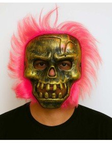Wild Skull - Copper Skull Pink Hair Skeleton Mask