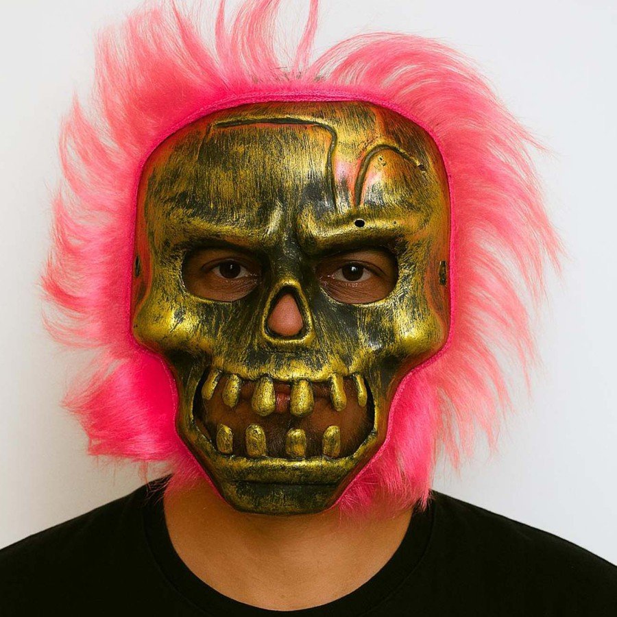 Wild Skull - Copper Skull Pink Hair Skeleton Mask