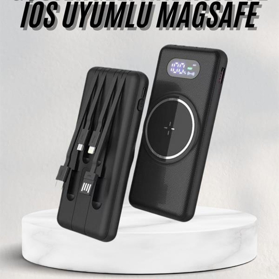 Wireless Powerbank 10000 Mah LED Screen Built-in Wired Fast Charging