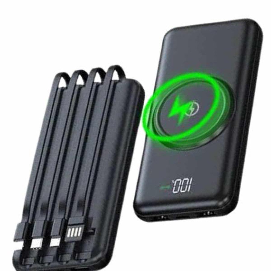 Wireless Powerbank 10000 Mah LED Screen Built-in Wired Fast Charging