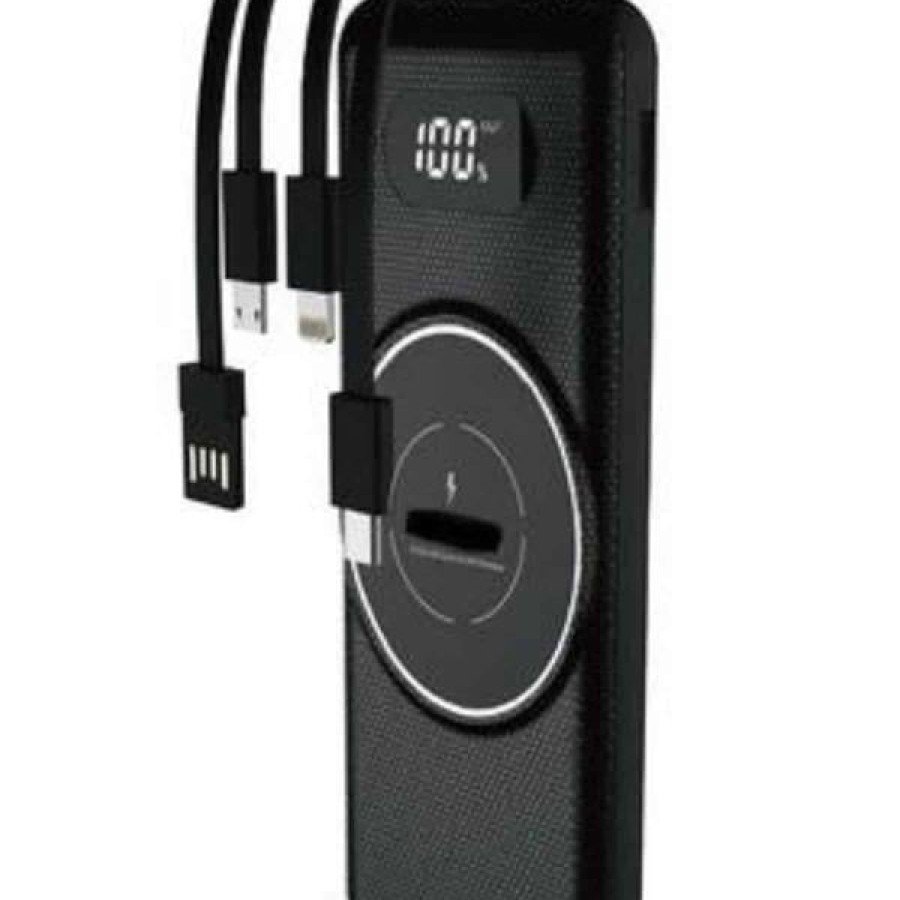 Wireless Powerbank 10000 Mah LED Screen Built-in Wired Fast Charging